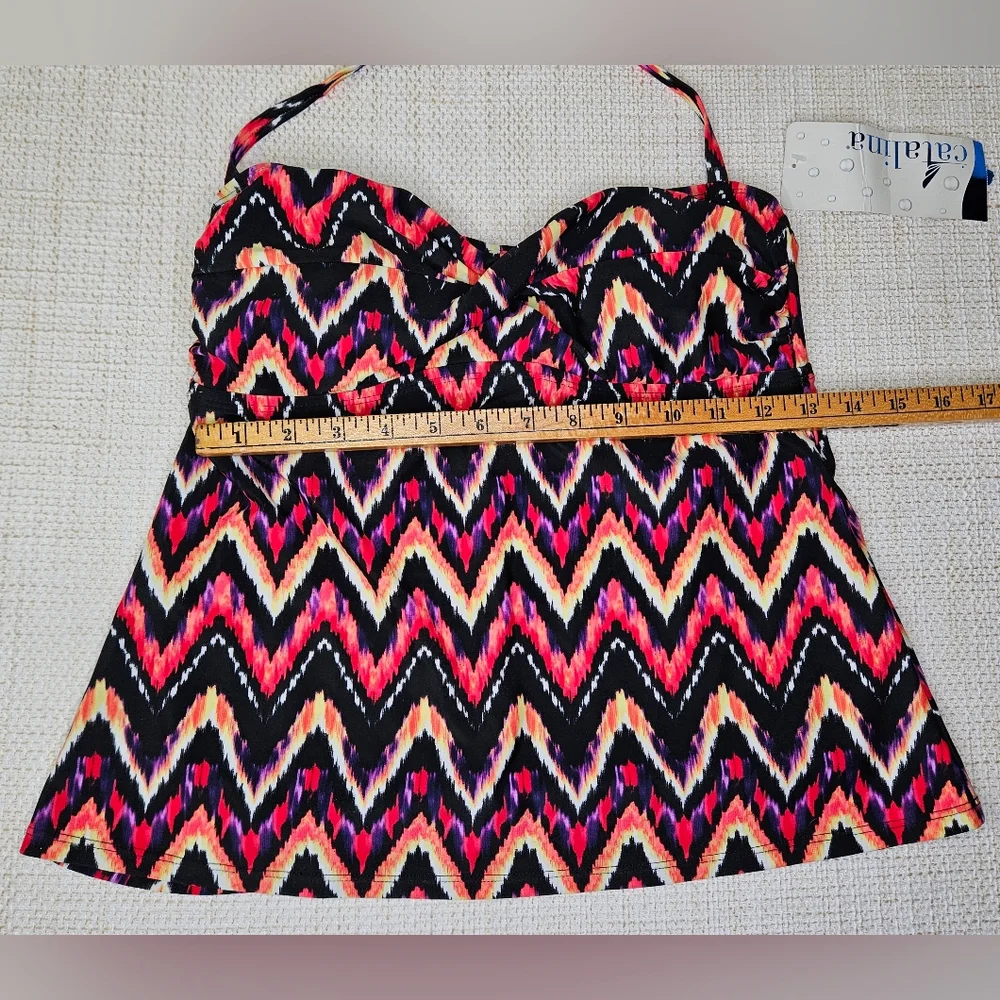 NWT Women's Catalina Red/Black Tankini Halter Top Size M - Picture 4 of 10